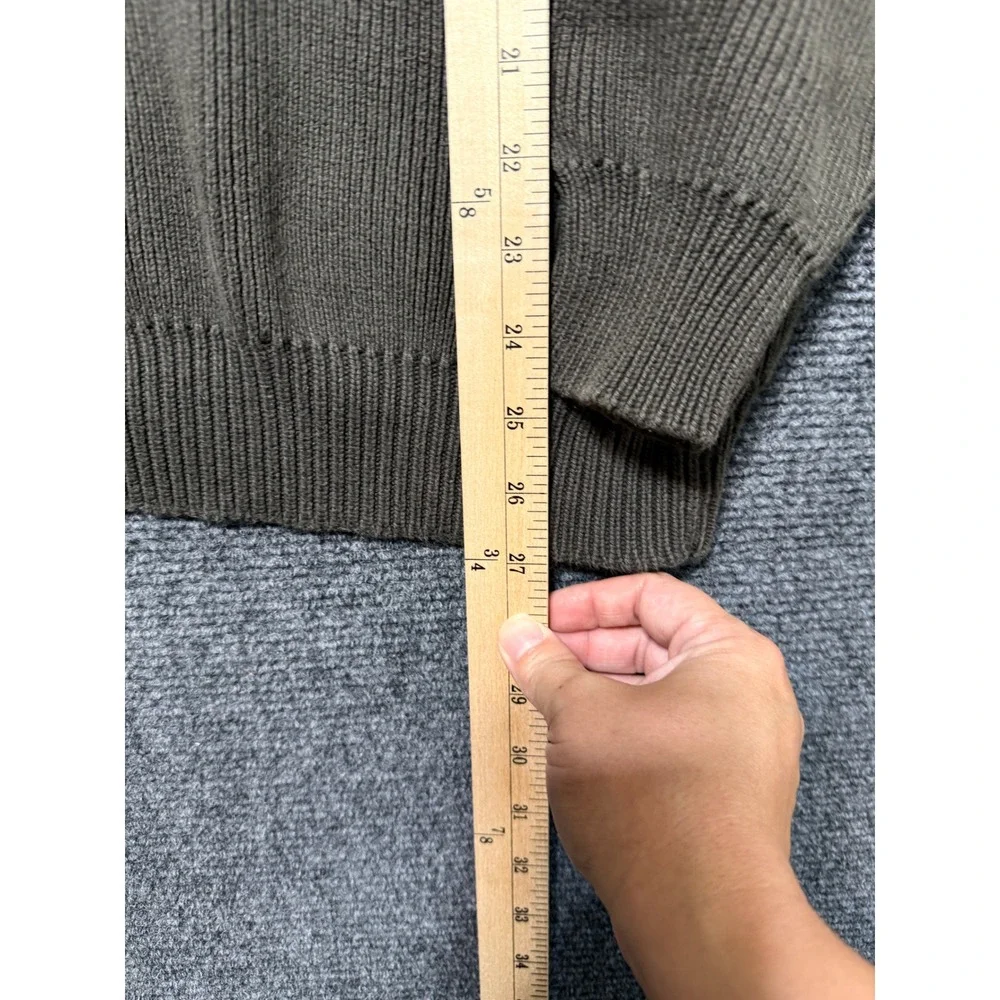 LL‎ Bean Quarter Zip Sweater Mens LG Gray Excellent Ribbed Cotton